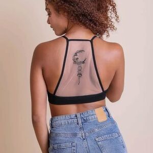 Crescent moon dream catcher tattoo mesh bralette